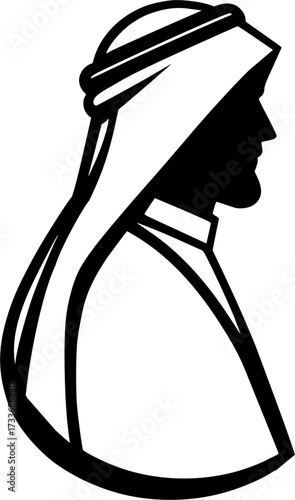 Arab Man Silhouette. Islam sign, symbol, vector, art