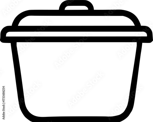 Disposable aluminum foil food container sign, symbol, vector, art