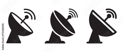 Satellite dish icon set. isolated on white background in vector format.