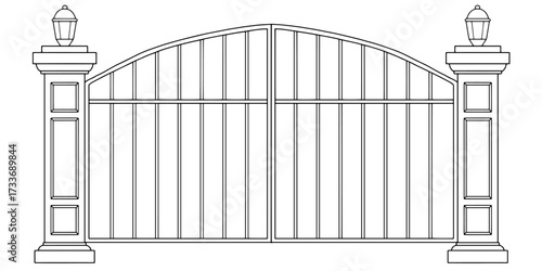 Gate isolated graphic black white sketch illustration vector