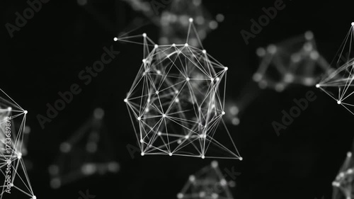 Connecting Dots: Animated Network Plexus Moving on Black Background