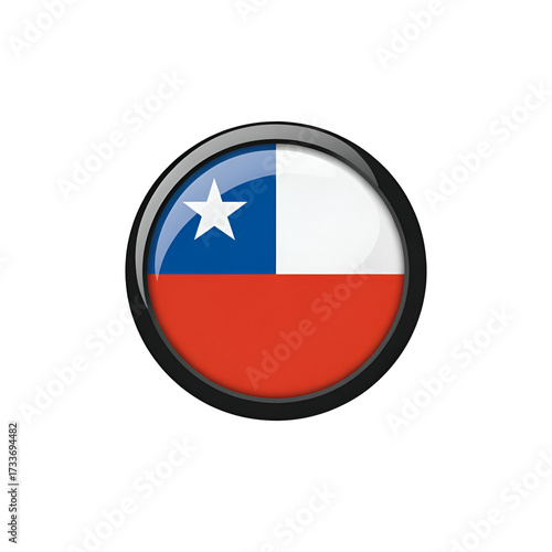 Circular Chilean Flag Emblem with Metallic Border and Star on Black Background Keywords: Chile, flag, emblem, symbol Free Download Circular Chilean Flag Emblem with Metallic Border and Star on Black Background Keywords: Chile, flag, emblem, symbol - GFXLoad
