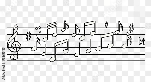 Musical notes and symbols are arranged on a staff, representing a melody.