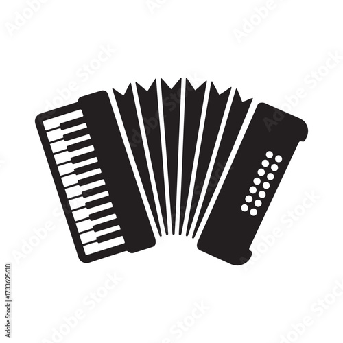 Classic Accordion Musical Instrument Silhouette Icon Vector Illustration for Folk Music and Entertainment Concepts