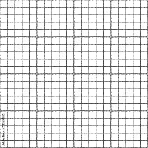 Millimeter paper graph square grid texture seamless pattern vector illustration. Rough lines seamless pattern technical school background. Blank square checkered paper page sheet education texture.