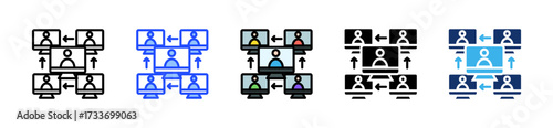 Remote Team Sync Icon Collection With Multiple Styles