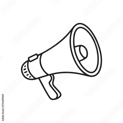Loudspeaker Megaphone Outline Vector Icon Illustration for Announcement, Marketing, and Communication Concepts