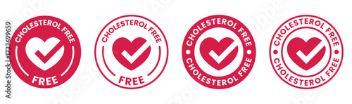Cholesterol free logo, label, badge, icon, sticker, symbol, emblem, stamp, green, line, flat vector, isolated illustration. Cholesterol Free label for product packaging design. 