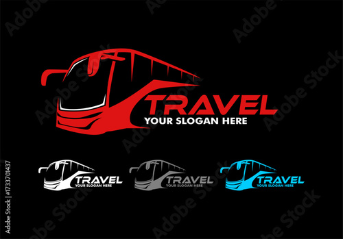 Tour travel bus transport logo symbol design graphic template vector illustration flat business