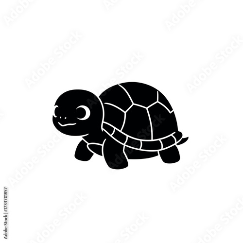 Cute Baby Turtle Silhouette Illustration.
