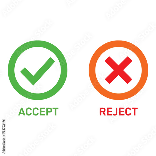 Vector art of green checkmark for accept and red cross for reject