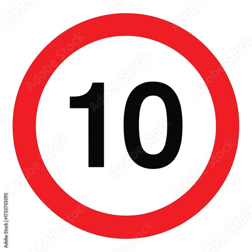 Vector art of ten speed limit road sign