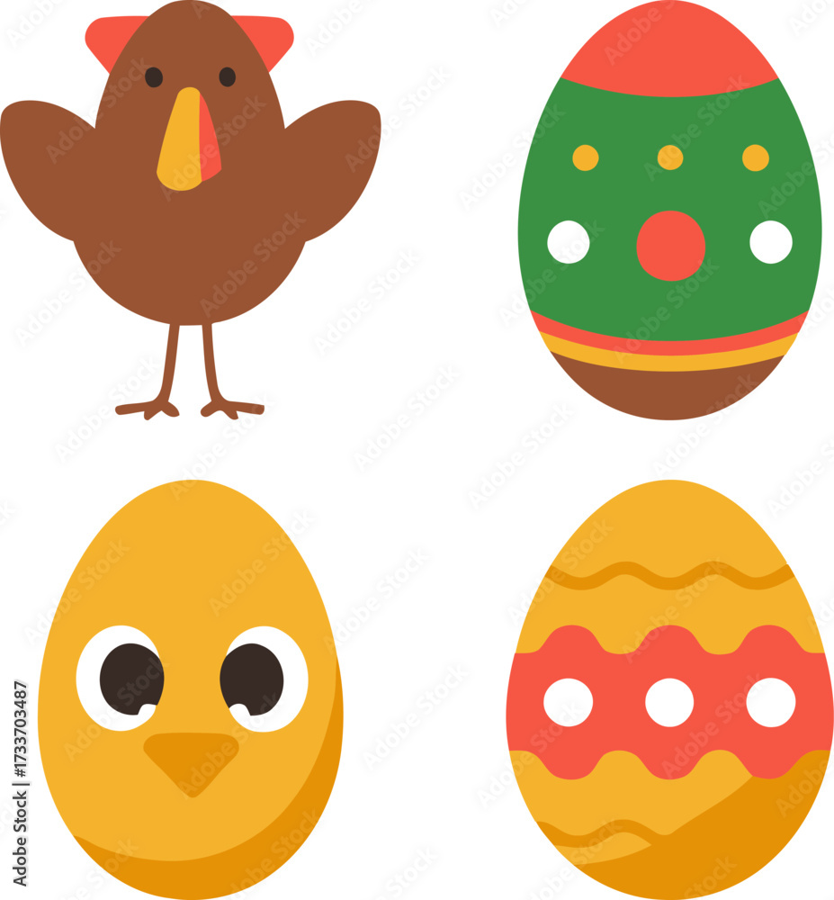 Fototapeta premium Festive Easter Egg Collection with Adorable Chick and Colorful Designs