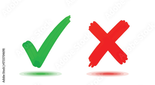 Green checkmark and red cross symbols representing correct and incorrect choices on a white background.