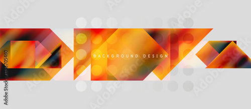 Abstract geometric pattern. Orange, red hues dominate design. White circles add contrast, creating modern visual texture.