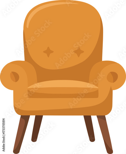 Comfortable orange armchair illustration inviting relaxation and classic furniture design