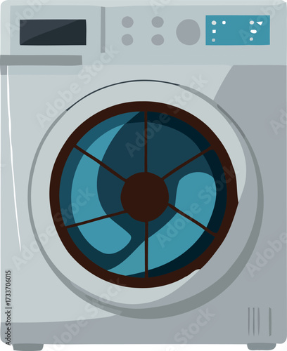 Front loading washing machine appliance for clean laundry illustration concept