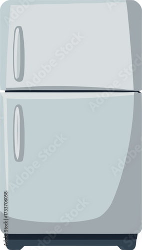 Silver Refrigerator Illustration with Top Freezer in Minimalist Style Design