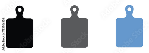 Vector art of a trio of cutting boards, each rendered in a different shade, showcases kitchen essentials in a clean and modern minimalist style