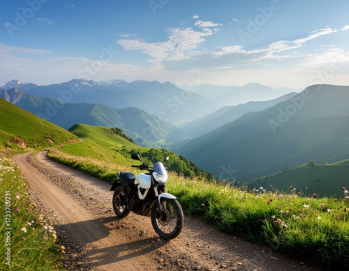 bike on the road in the mountains
