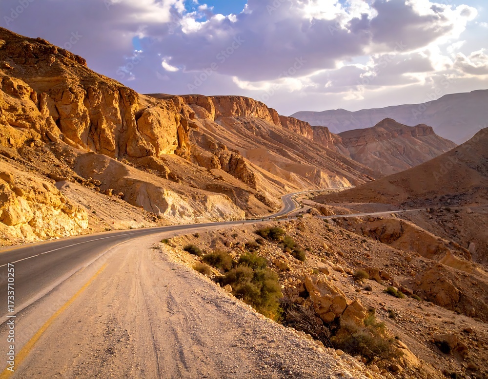 Fototapeta premium Scenic winding road through a desert landscape