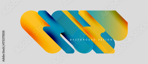 Abstract colorful layers create dynamic visual effect. Gradient shapes overlap, forming modern design element. Minimalist style, clean presentation.