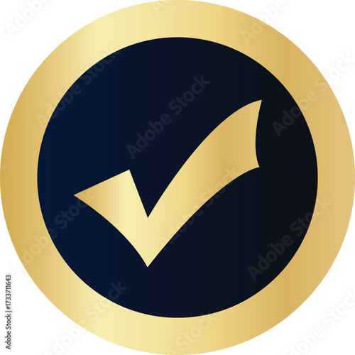 Golden Check Mark Approved Verified Circle Badge