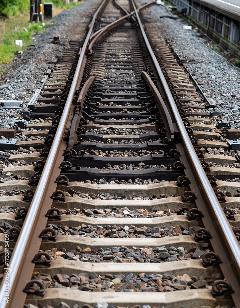 Fototapeta premium Railroad tracks converging (1)