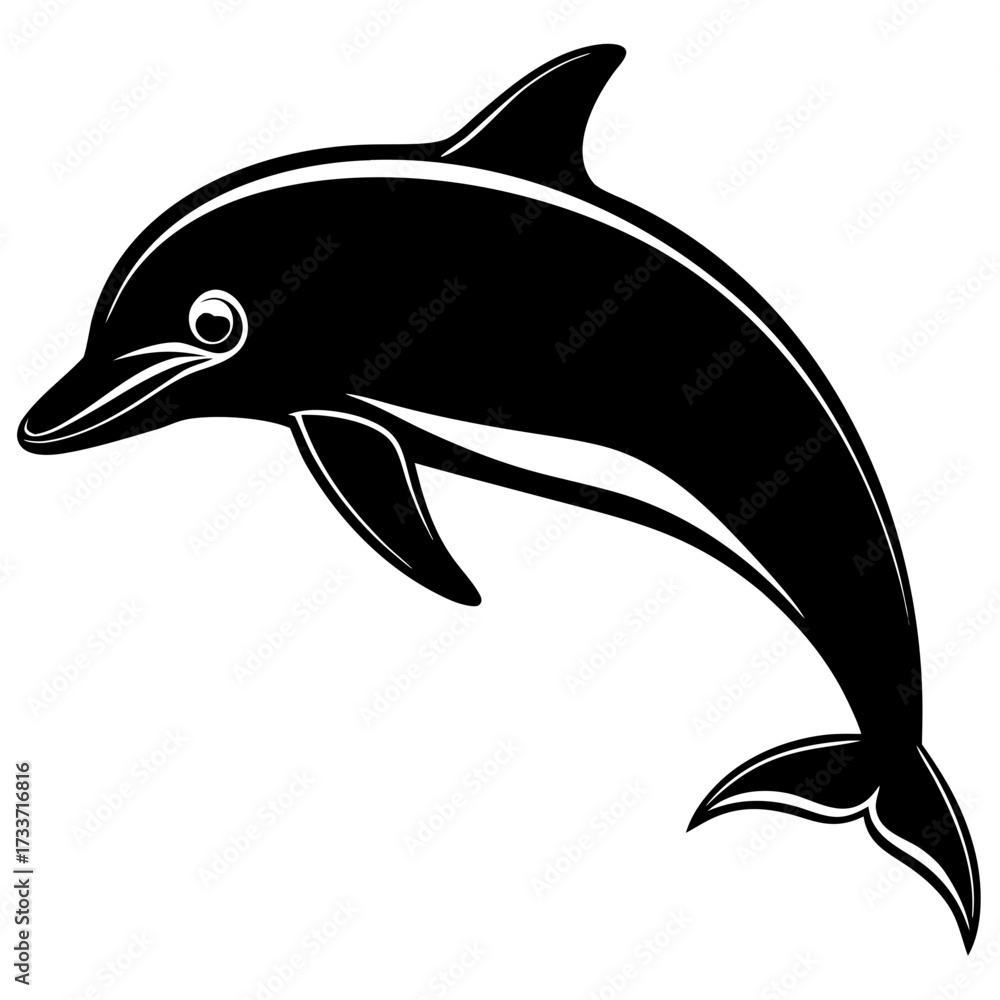 Fototapeta premium Black Dolphin Jumping Silhouette