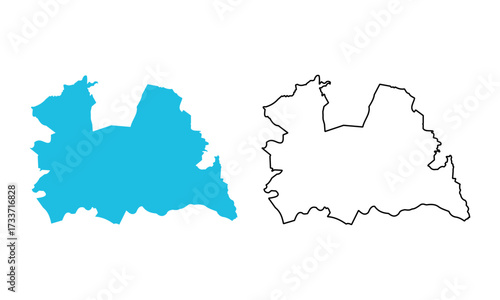 Map of the province of Utrecht, Netherlands. Map with detailed outlines and blue silhouettes