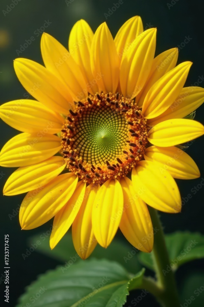 Fototapeta premium Sunflowers's central disk florets, pollen, intricate structure , macro, element, detail