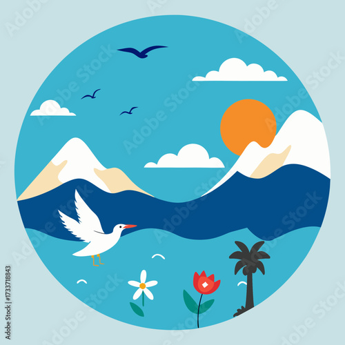 vector illustration of a tropical island