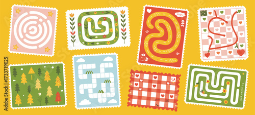 Step by Step Board Game Maze Race — Vector Puzzle with Path and Arrow, Blank Strategy Boardgame Template Designed for Children’s Educational and Fun Activities