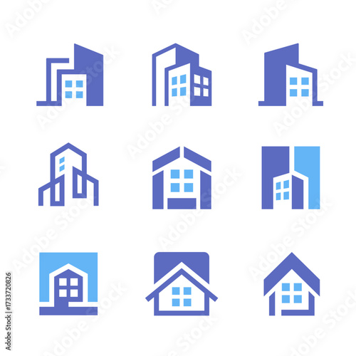 Building vector set design collection illustration