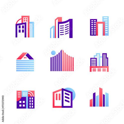 Building vector set design collection illustration