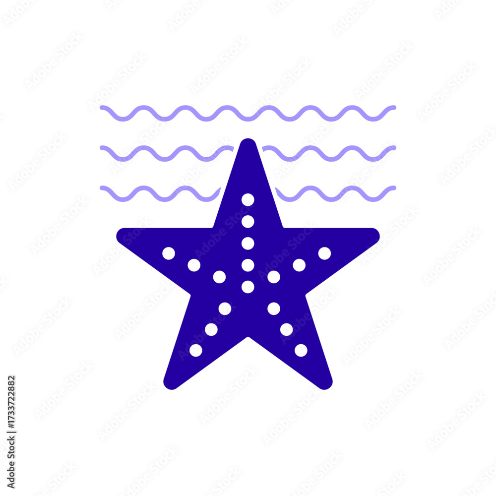 Fototapeta premium Icon a Starfish, isolated against a clean background.