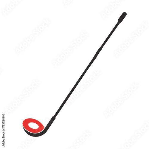 Black golf club with red accent sports equipment white background