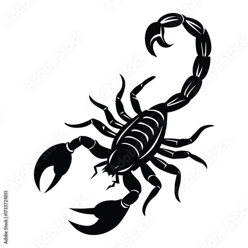 Black scorpion silhouette with raised tail arachnid