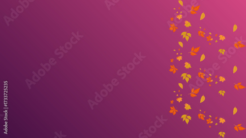 Autumn foliage on purple gradient seasonal design with falling leaves for october november events decor