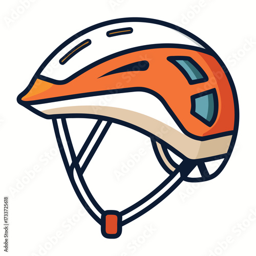 Orange white helmet with straps cycling safety