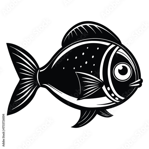 Stylized black fish with white dots vector
