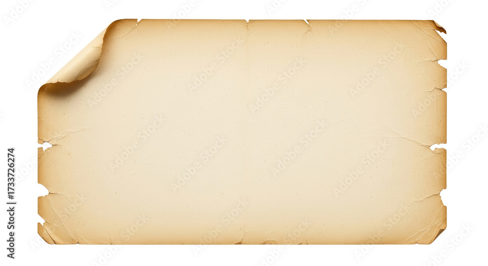 Fototapeta premium Aged paper texture with curled corner isolated PNG with Transparent Background