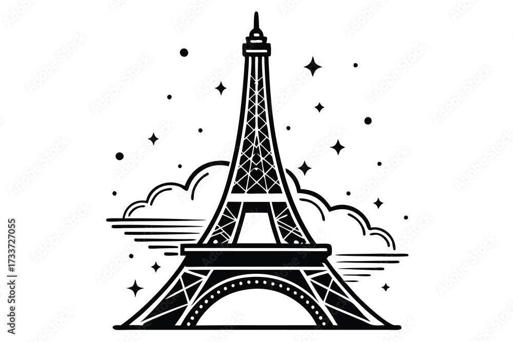 Fototapeta premium Flat Vector Line Art of the Eiffel Tower