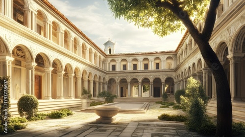 Wallpaper Mural Serene Courtyard of an Ancient Monastery Torontodigital.ca
