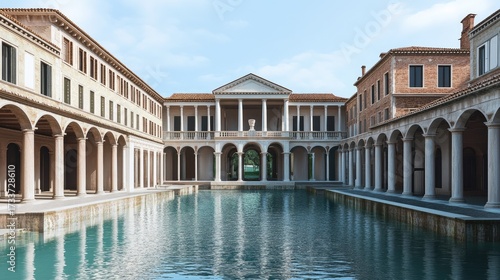 Wallpaper Mural Italian Renaissance Architecture: A Serene Courtyard Torontodigital.ca