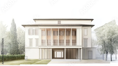 Wallpaper Mural Neoclassical Villa Architectural Design Rendering Torontodigital.ca