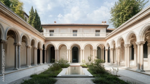 Wallpaper Mural Serene Courtyard of the Italian Villa: Architectural Marvel Torontodigital.ca