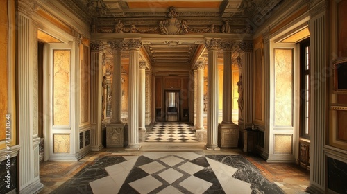 Wallpaper Mural Grand Hallway in a Historic Palace: Architectural Marvel Torontodigital.ca