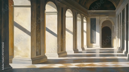 Wallpaper Mural Sunlit Colonnade: A Study in Light and Shadow Torontodigital.ca