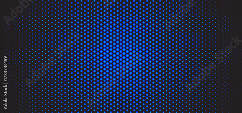 Blue hexagon halftone led glow background, futuristic cyber hexagonal pattern for sport texture, ads, websites bg, gaming posters, app UI, fintech presentations, tech wallpapers. Vector backdrop